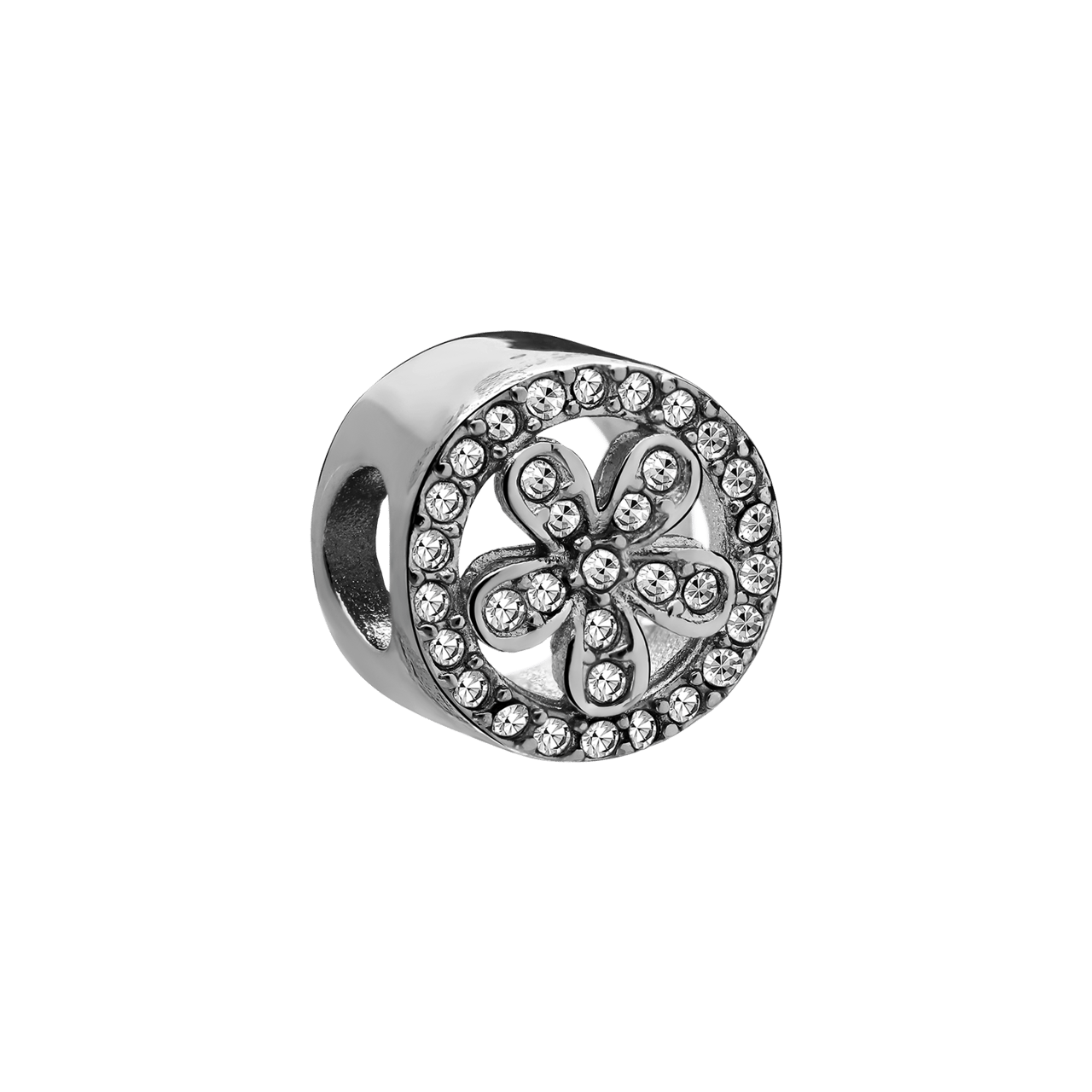 Charm aus Edelstahl Blumen durchbrochen