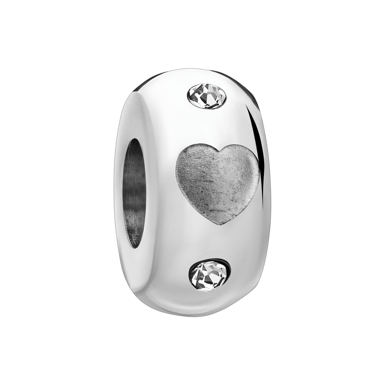 Stainless steel bedel hart met ronde zirkonia