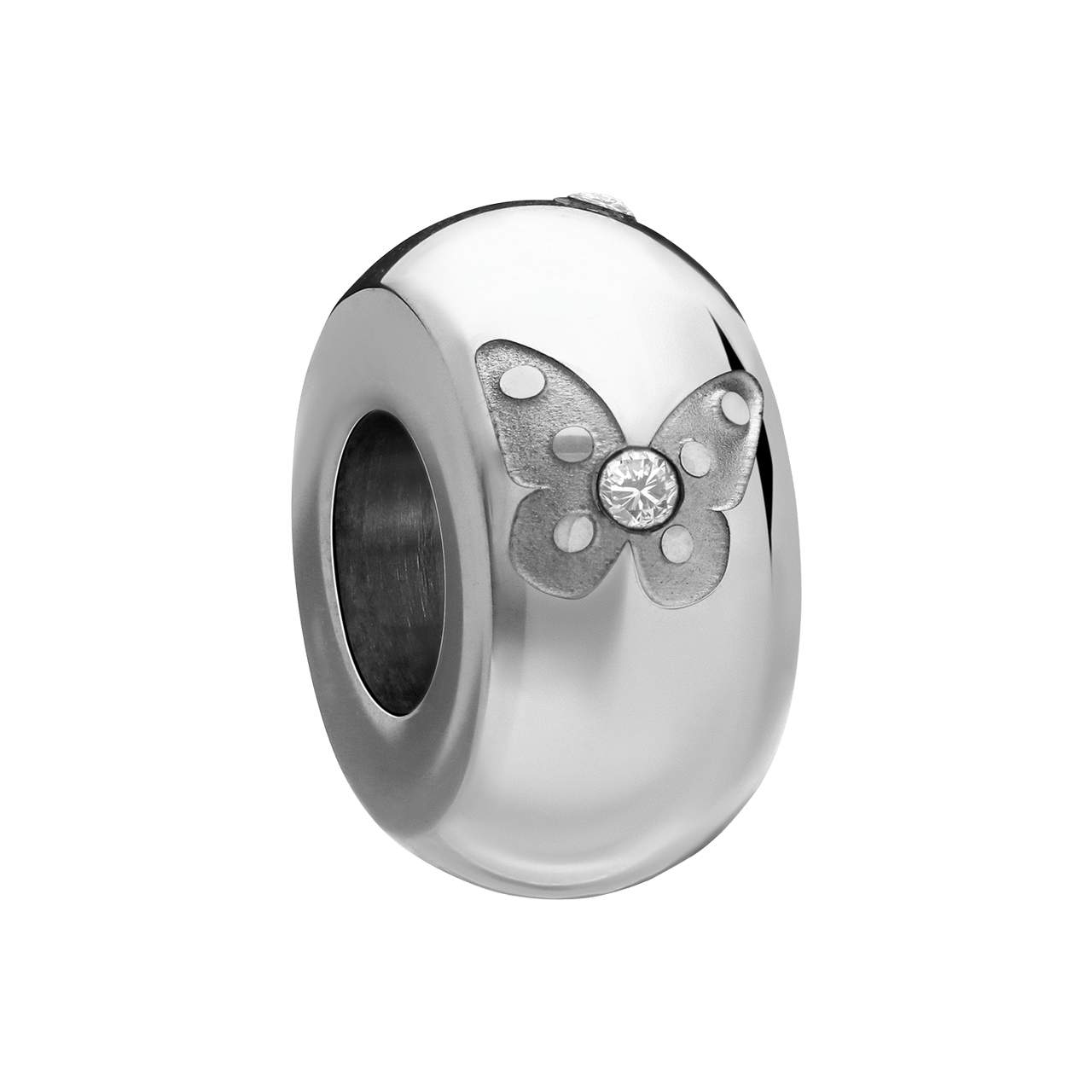 Charm aus Edelstahl Schmetterling mit Zirkoniabesatz