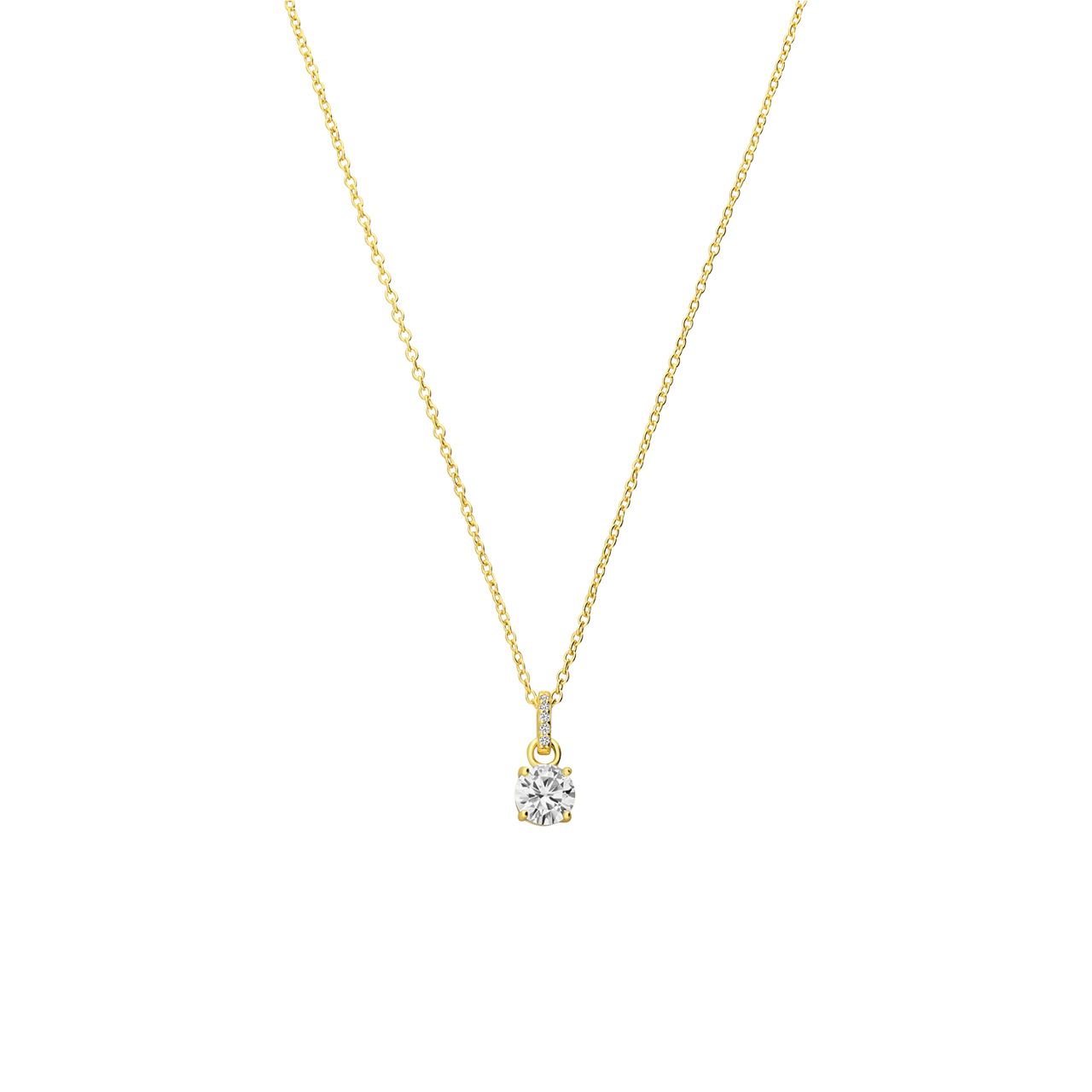 Zilveren goldplated ketting met hanger met zirkonia voor dames