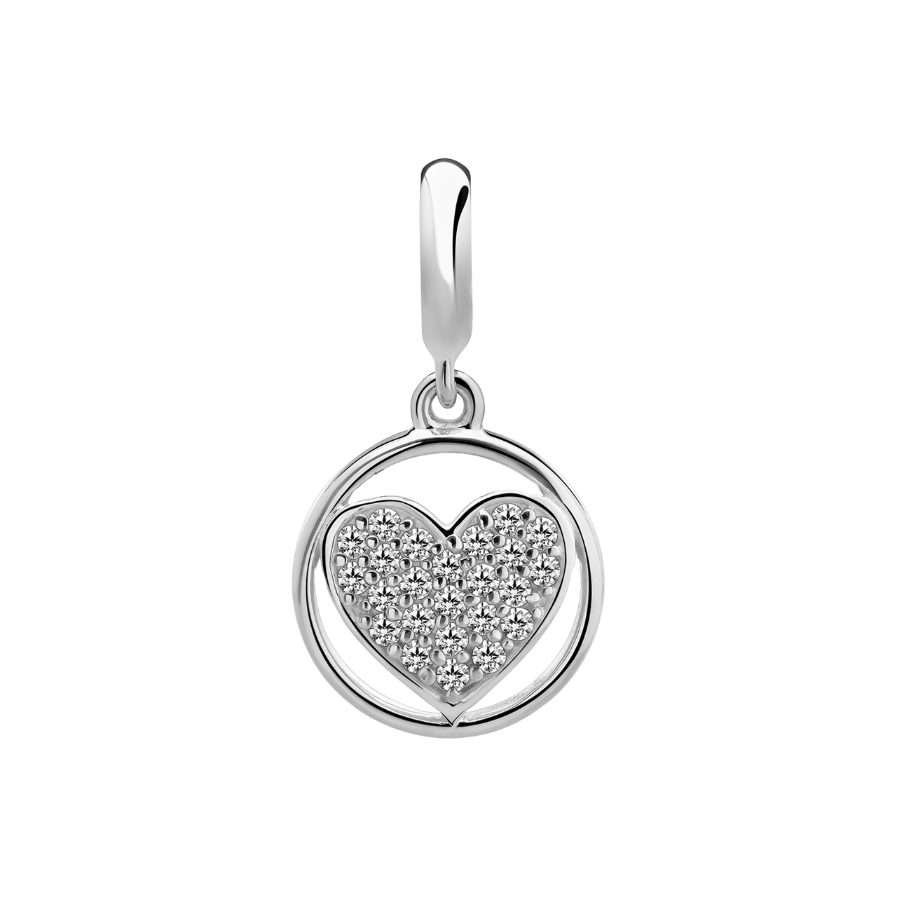 Zilveren hanger hartje in rondje