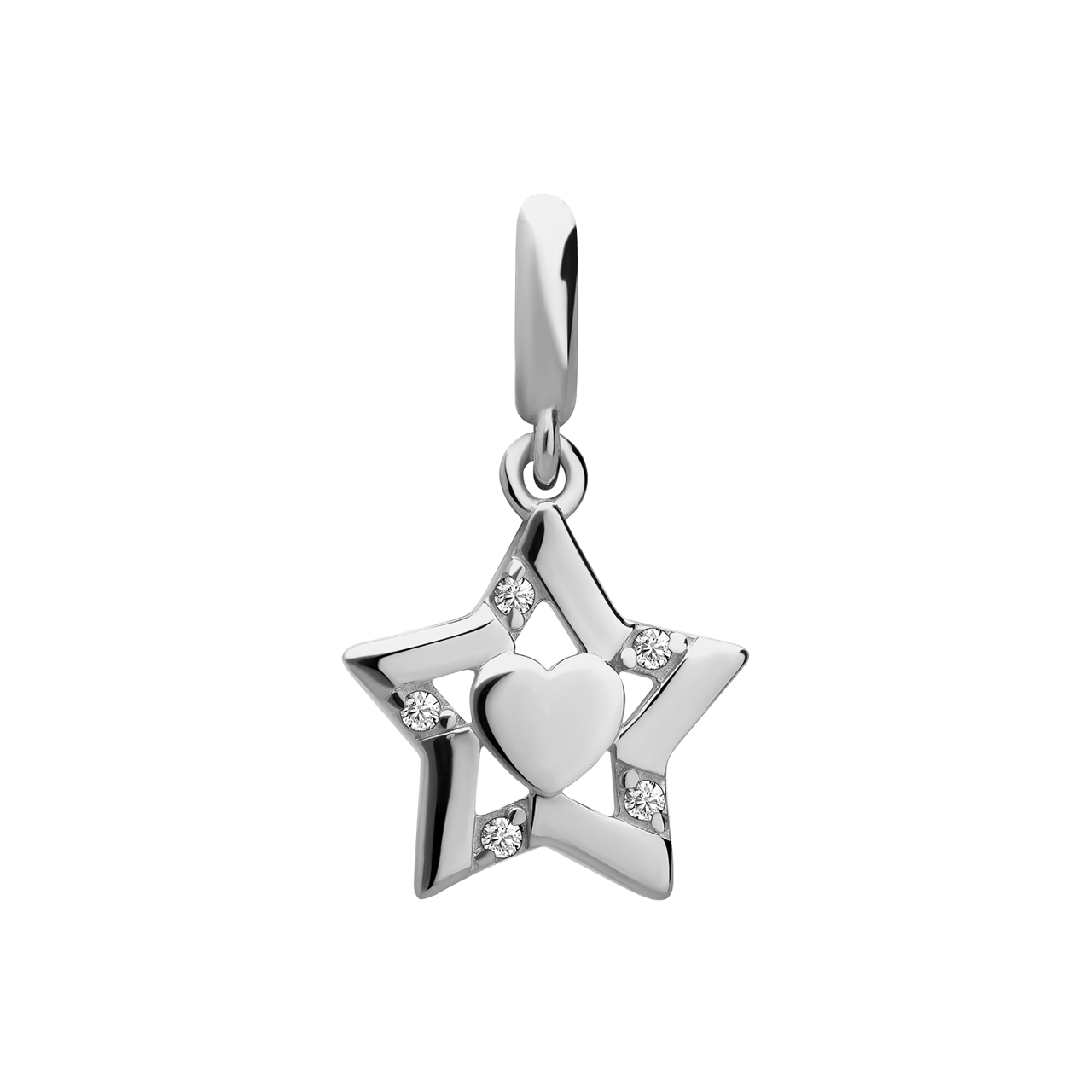 Charm aus 925er Silber, Stern mit Herz