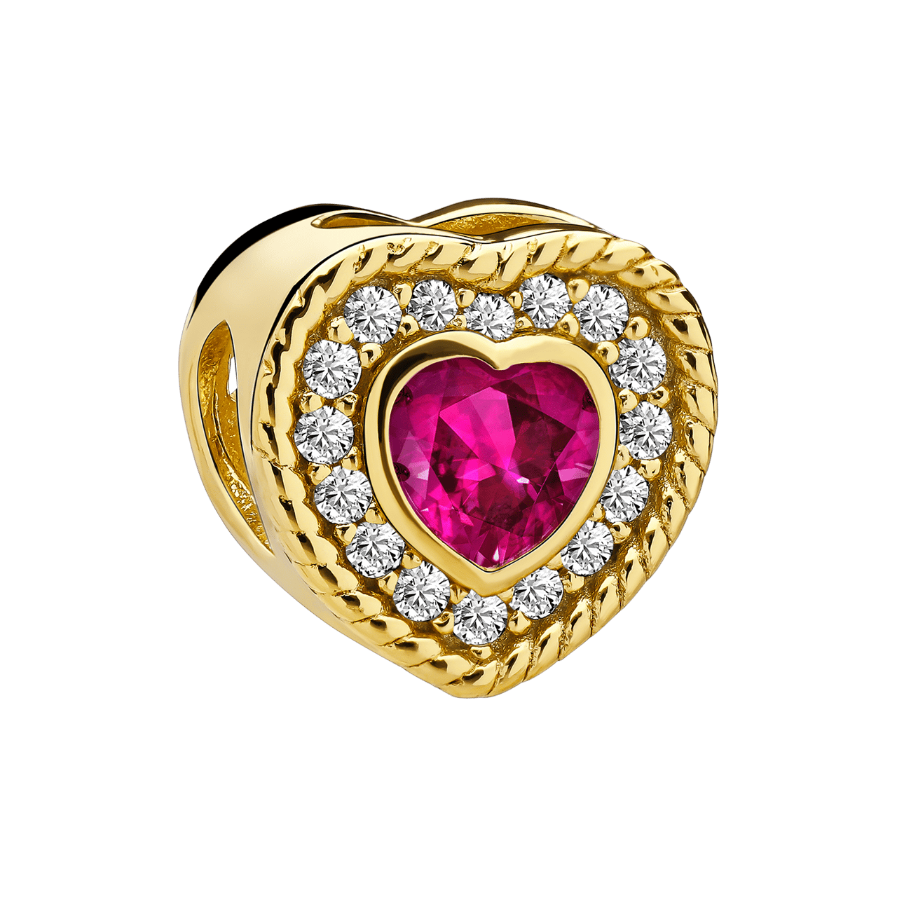 Zilveren goldplated hanger hart met zirkonia voor dames