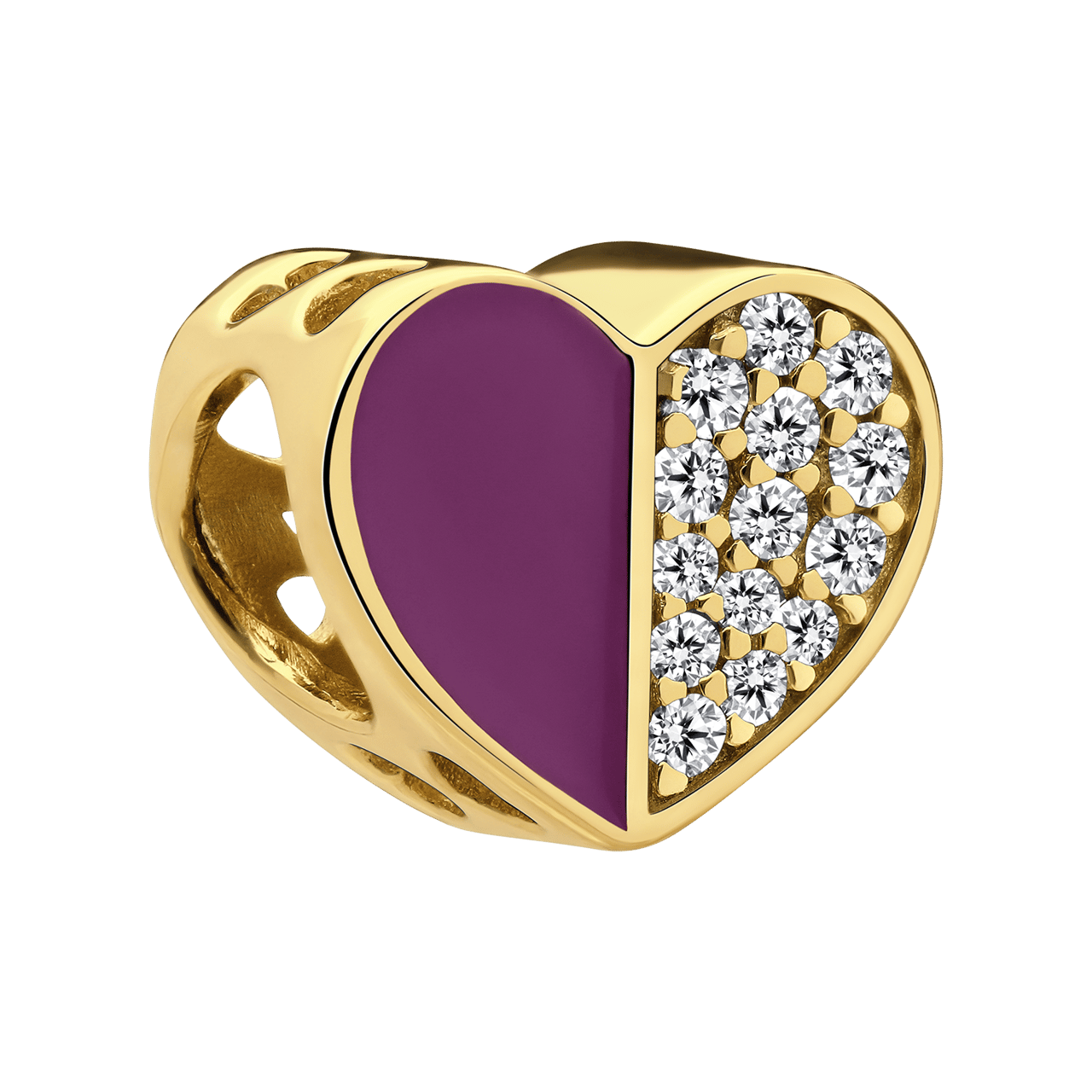 Zilveren goldplated hanger hart met zirkonia en emaille voor dames
