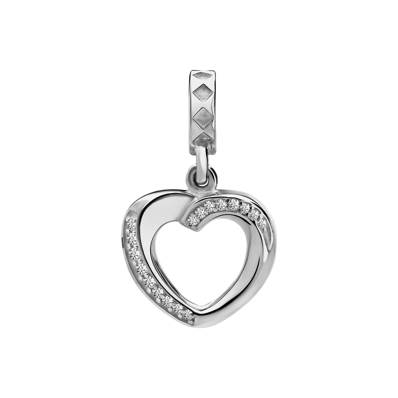 Hängender Charm aus 925er Silber, Herz mit Zirkonia