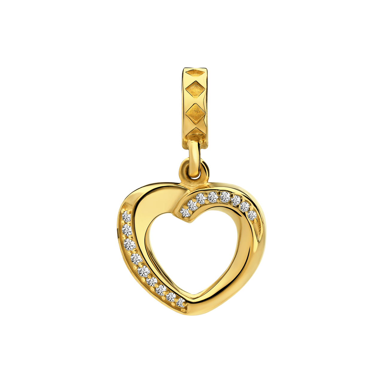 Zilveren goldplated hanger hart met zirkonia voor dames