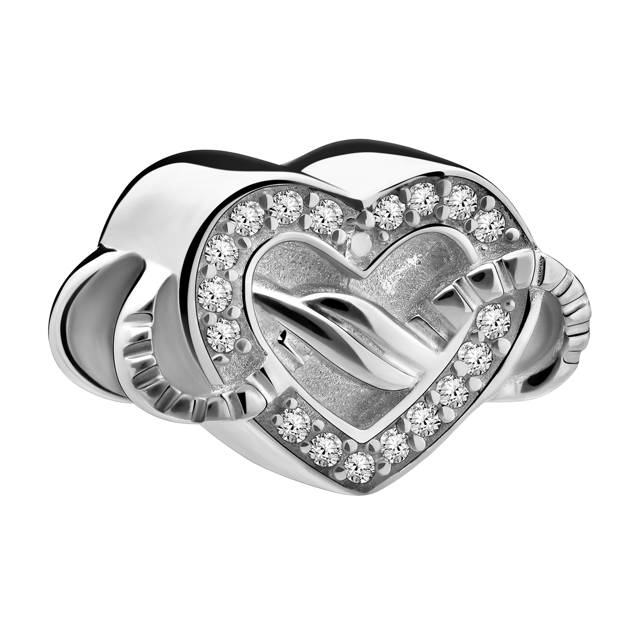 Zilveren bedel hart en infinity