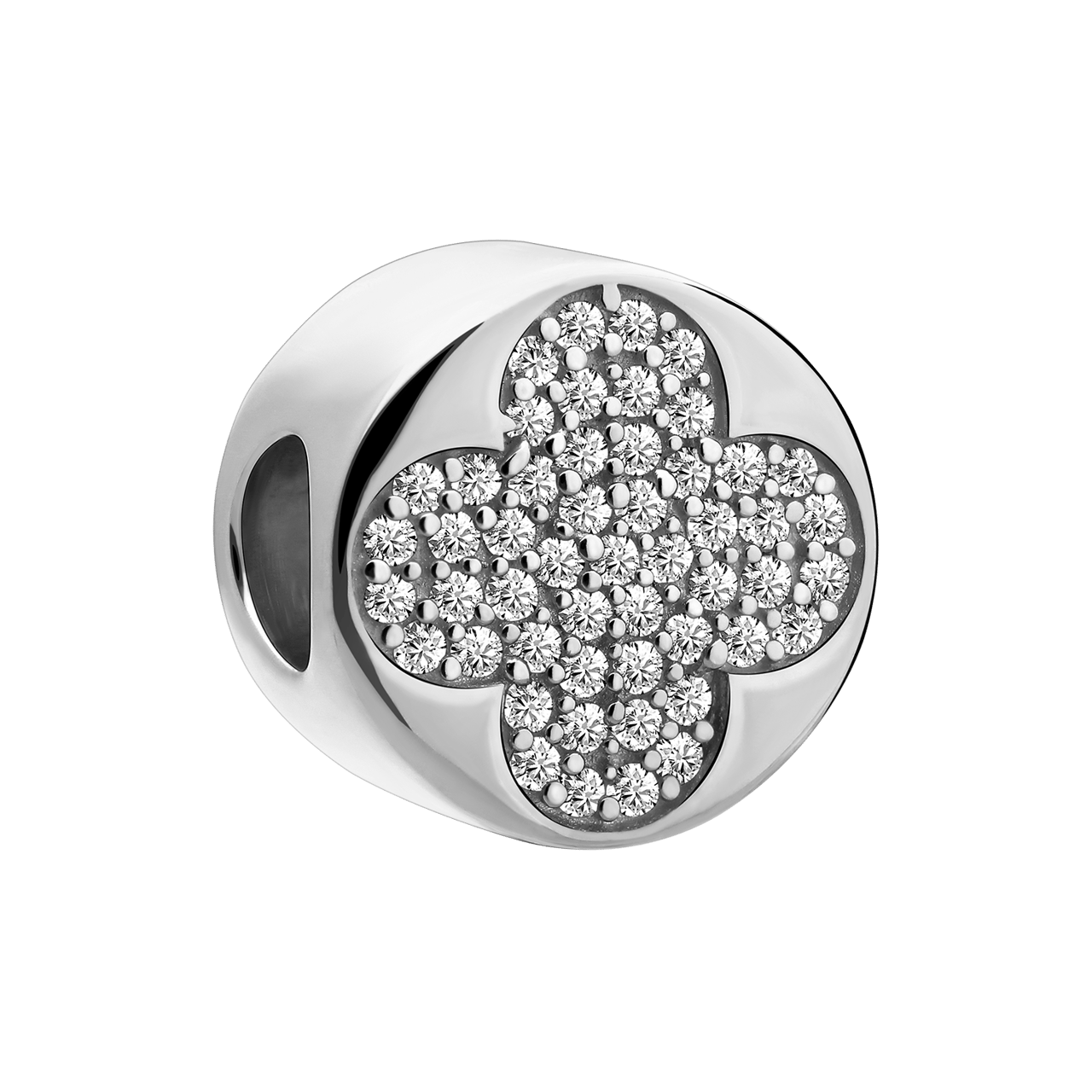 Charm aus 925er Silber, Kleeblatt mit Zirkoniabesatz