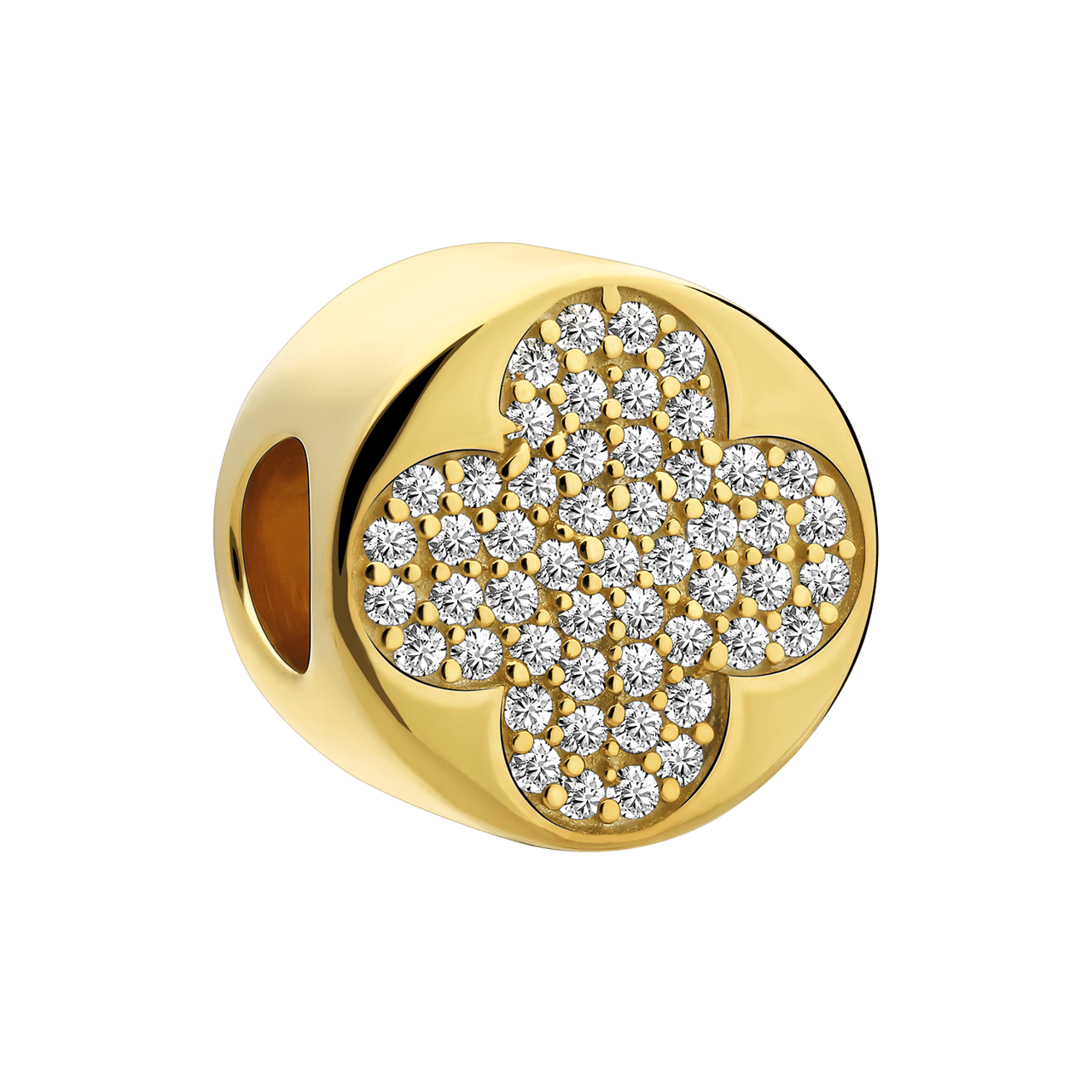 Zilveren goldplated hanger klaver met zirkonia voor dames