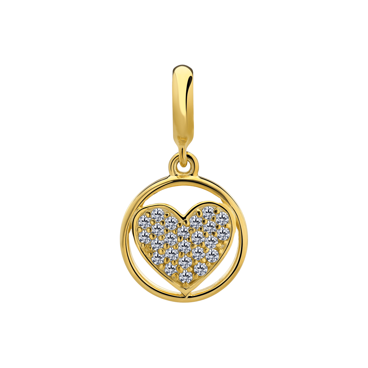 Zilveren goldplated hanger hartje in rondje