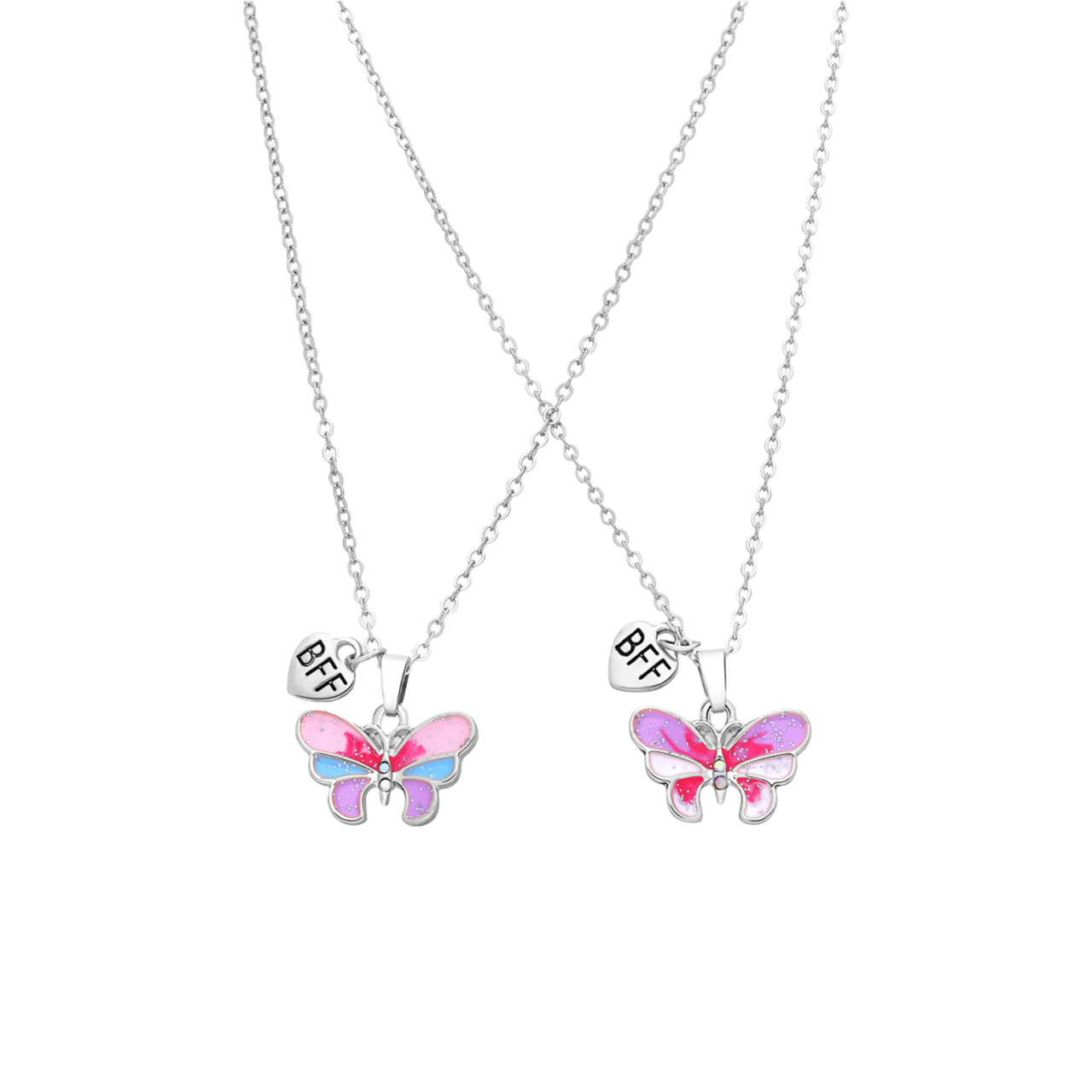 Zilverkleurige bijoux bff set met vlinder