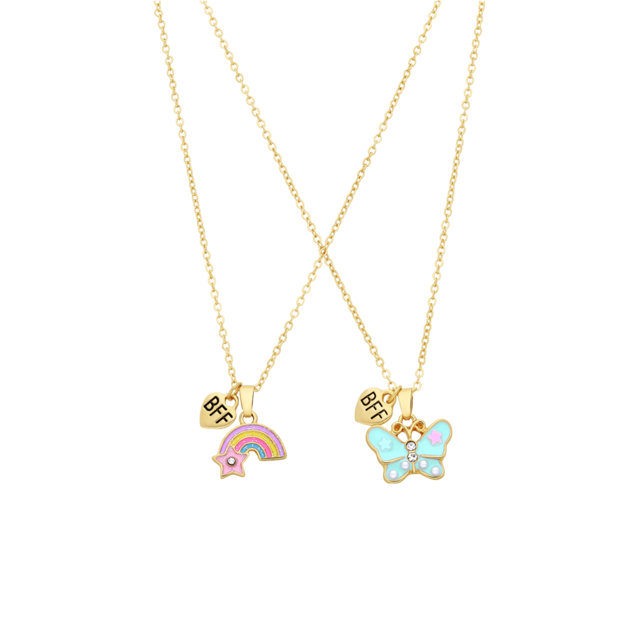 Goudkleurige bijoux bff regenboog en vlinder