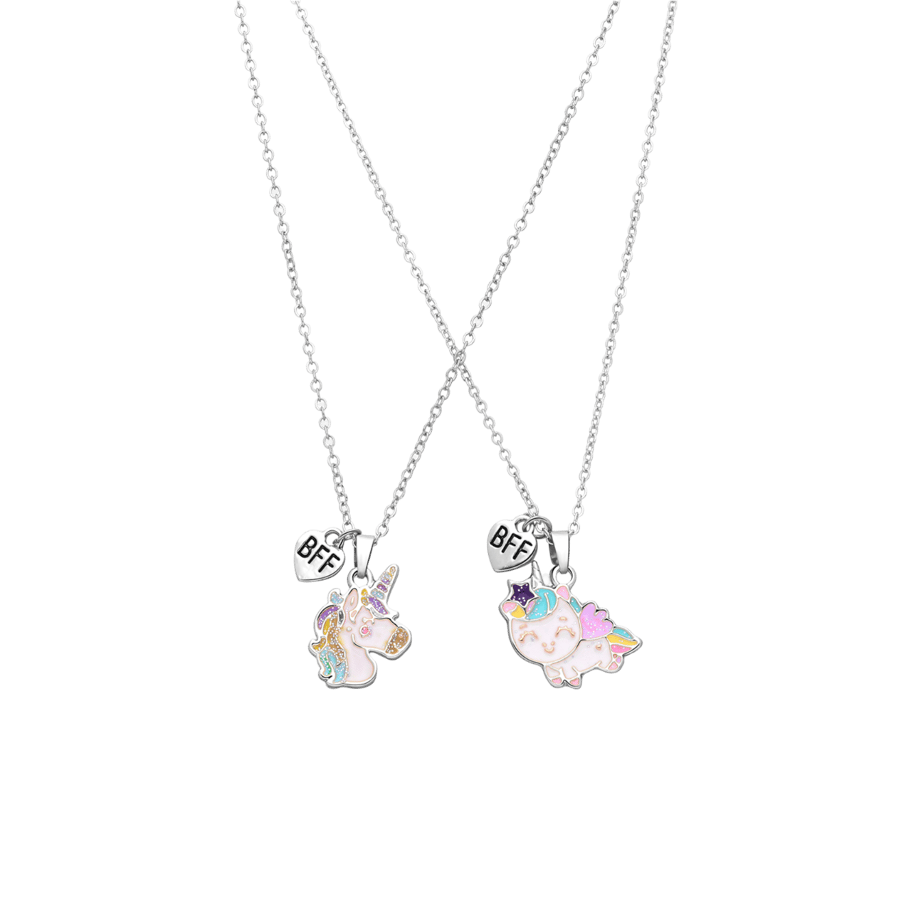 Zilverkleurige bijoux bff set met unicorn