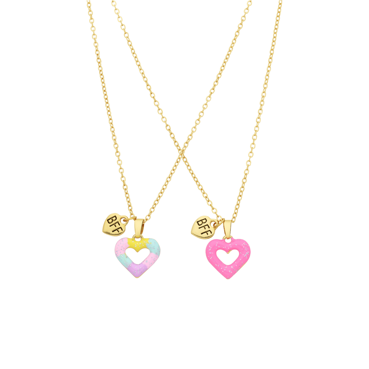 Goudkleurige bijoux bff set met open harten