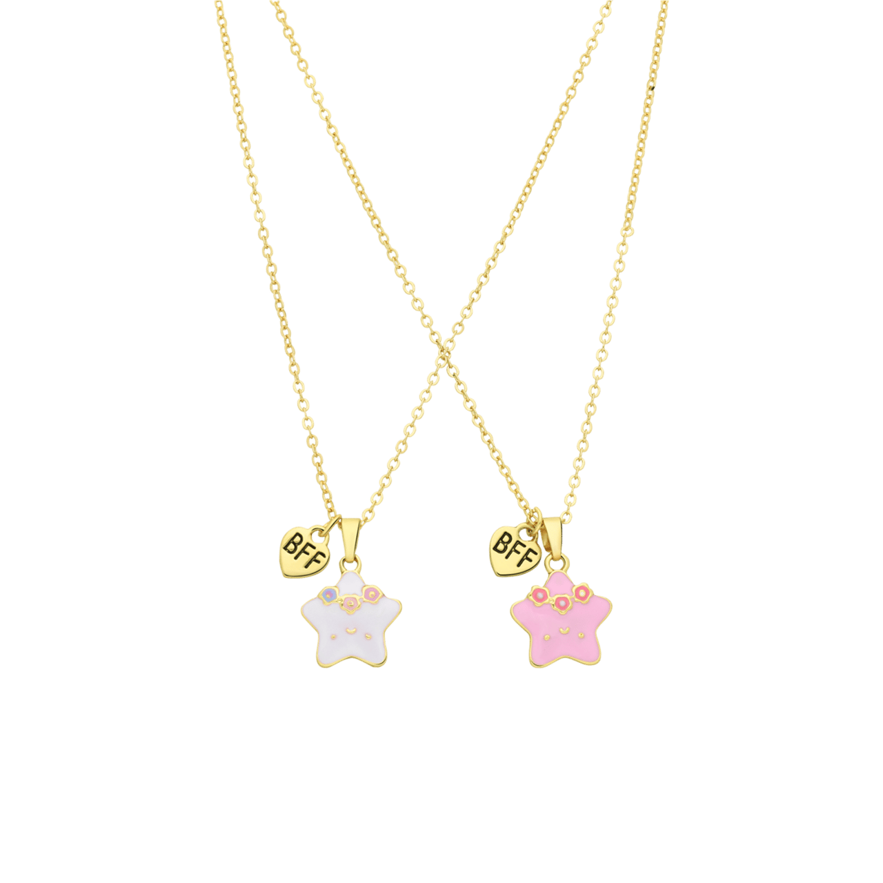 Goudkleurige bijoux bff set wit en roze sterren