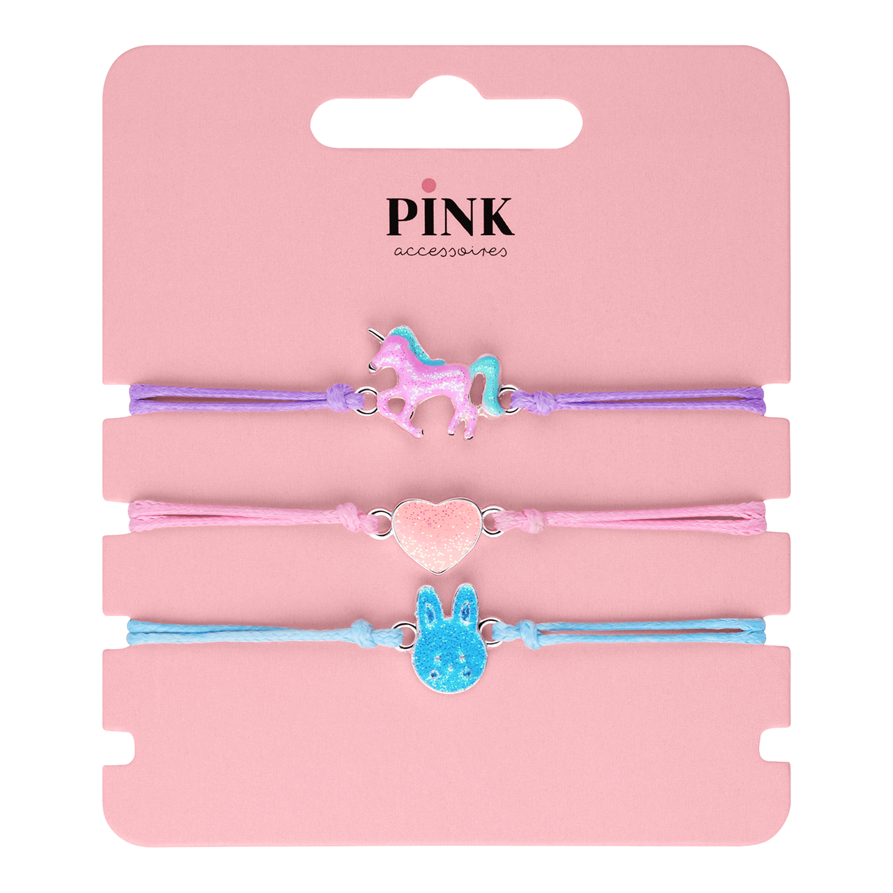 Bijoux armbanden set unicorn, hart en konijn