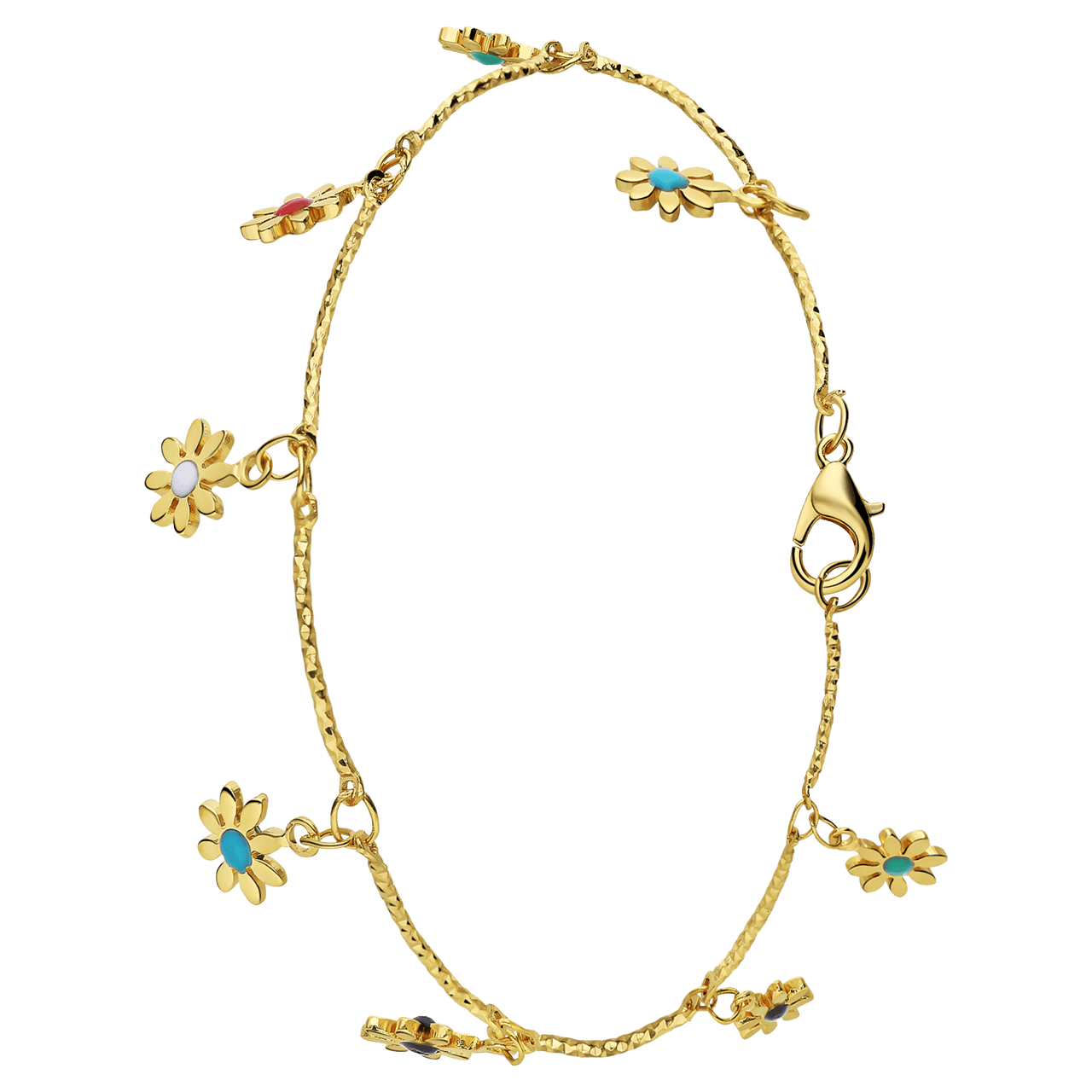 Goldfarbenes Fußkettchen mit Blumen