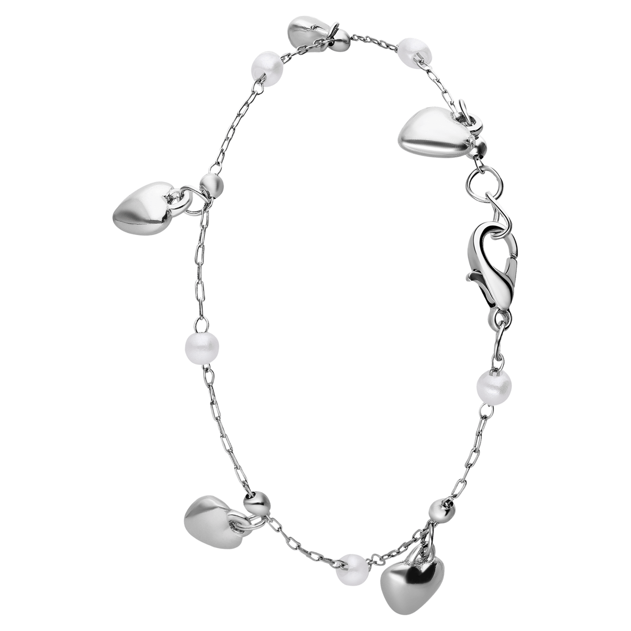 Bijoux zilverkleurige enkelbandje hart met parel voor dames