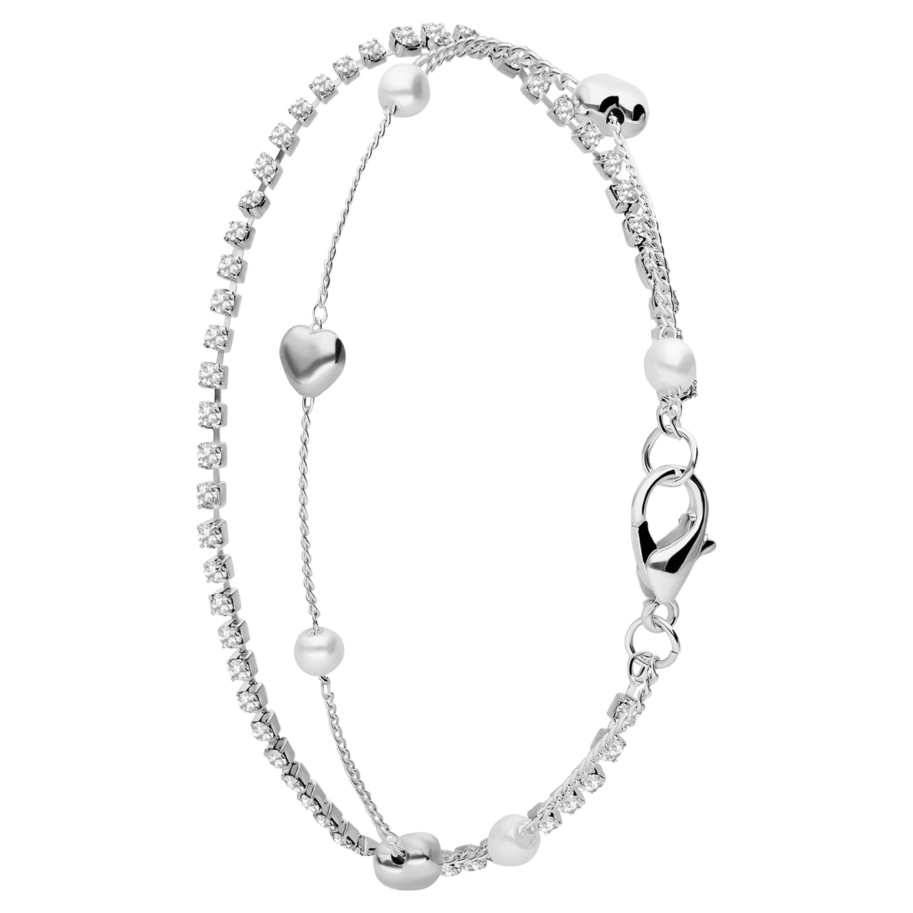 Bijoux zilverkleurige enkelbandje hart met parel voor dames