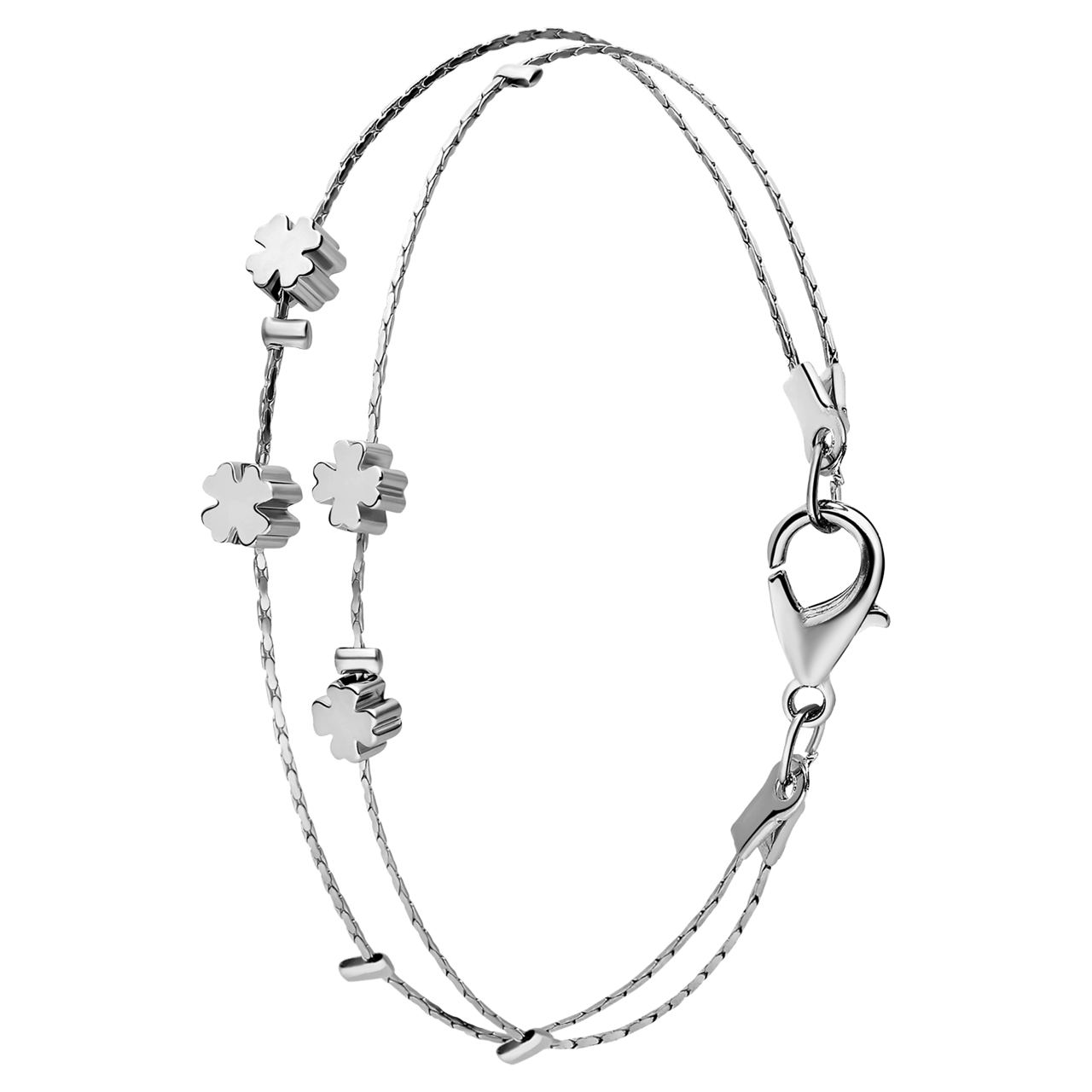 Bijoux zilverkleurige enkelbandje klaver voor dames