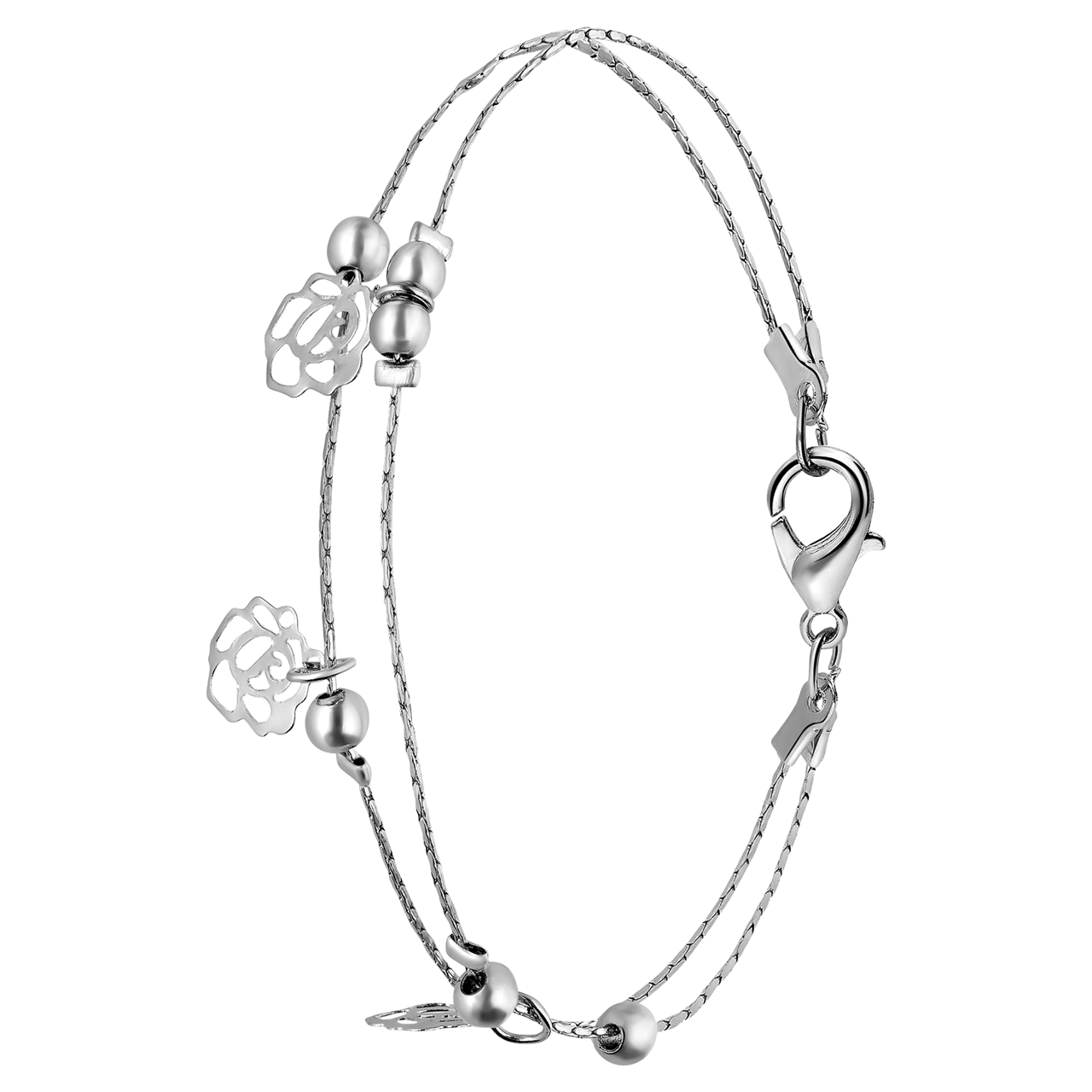 Zilverkleurig enkelbandje lotus