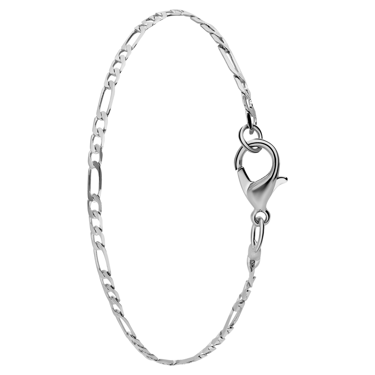 Zilverkleurig enkelbandje figaro