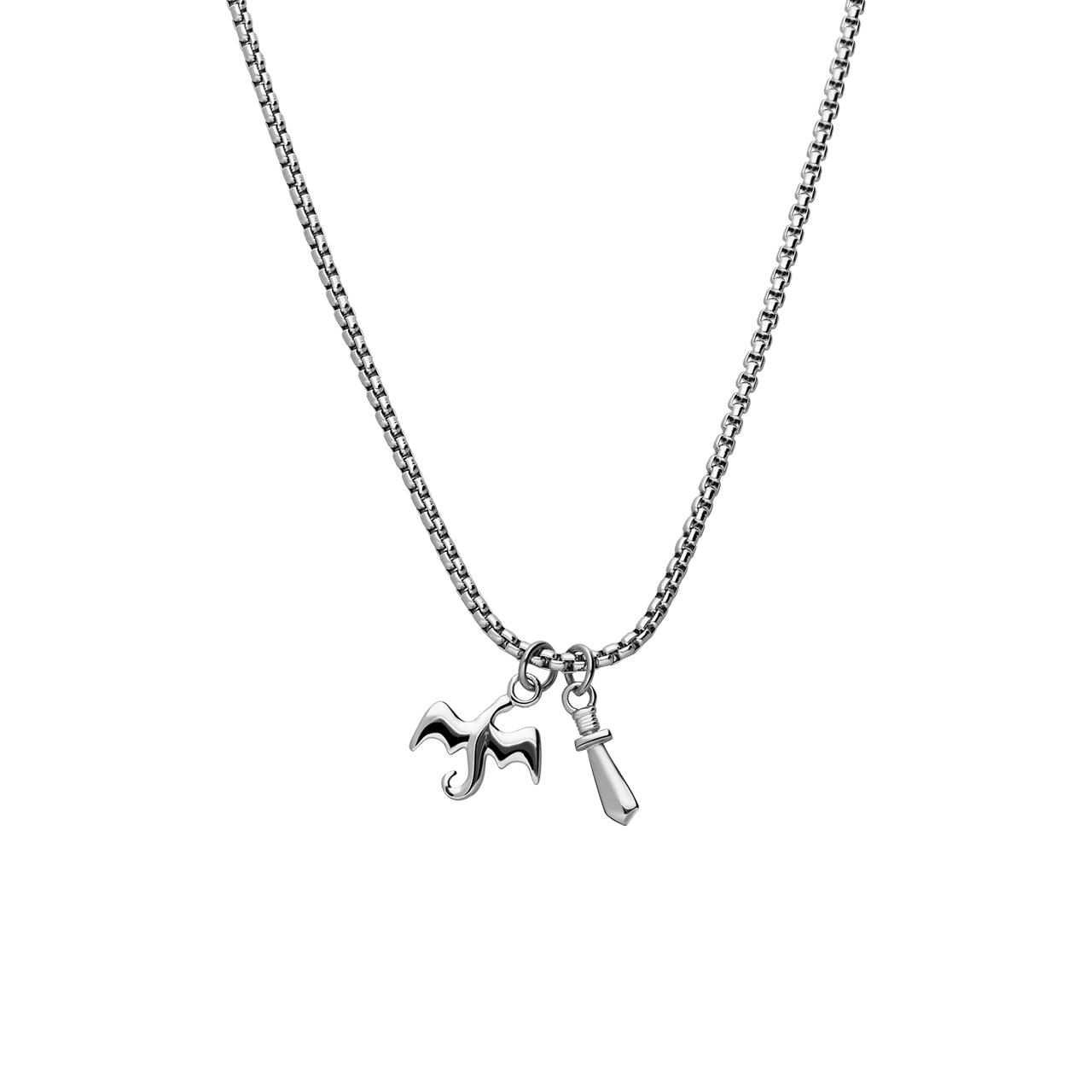 Stainless steel ketting met draak en zwaard hangers