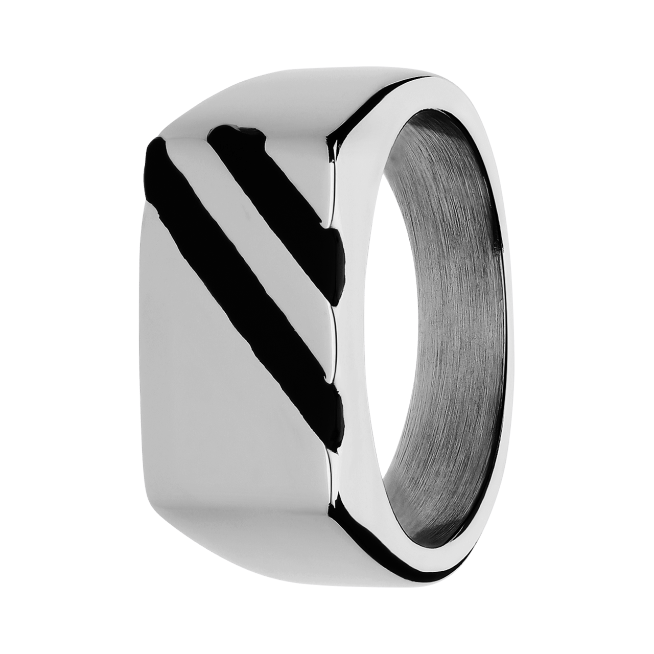 Stainless steel zegelring met zwarte strepen