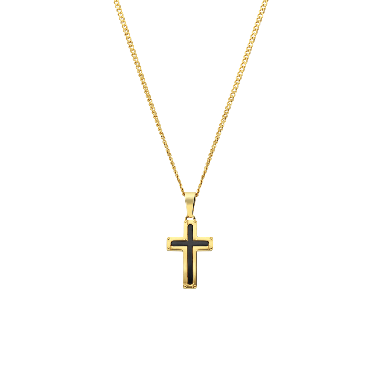 Stainless steel goldplated kinderketting met hanger kruis