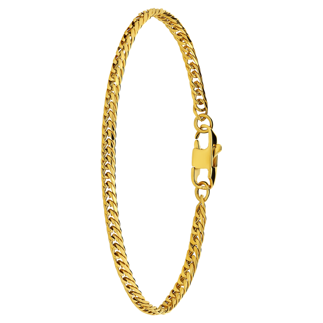 Vergoldetes Edelstahlarmband mit Gourmetgliedern, 4 mm