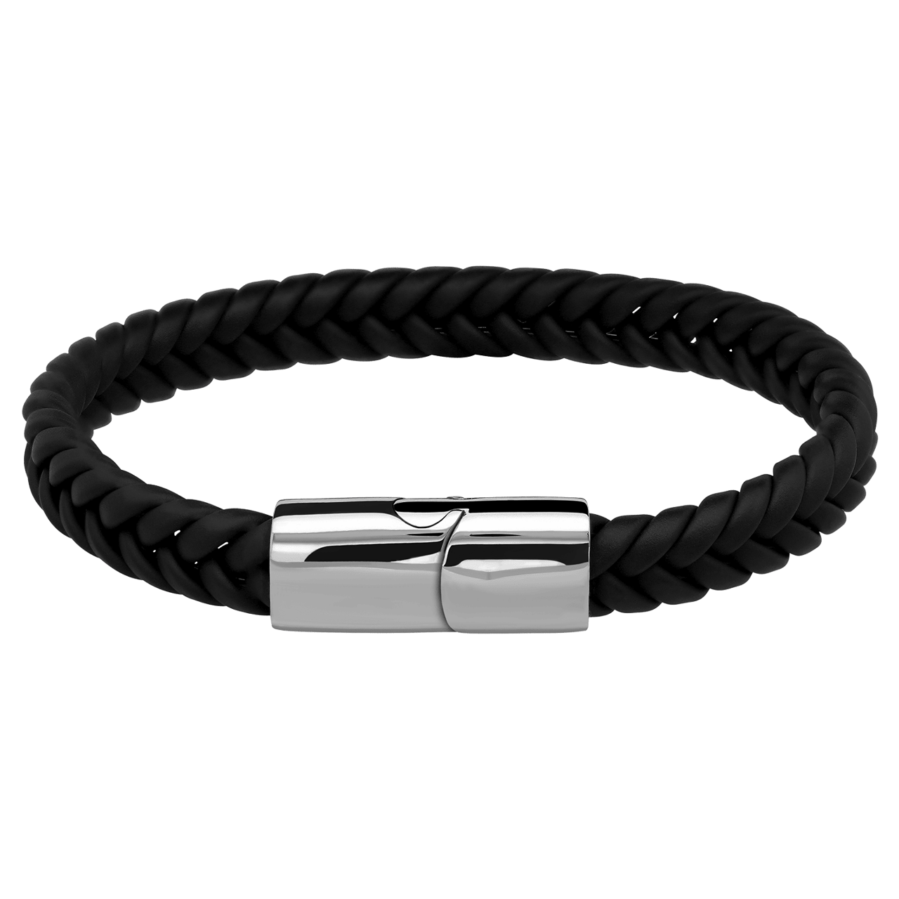 Zwart leren armband met stainless steel sluiting