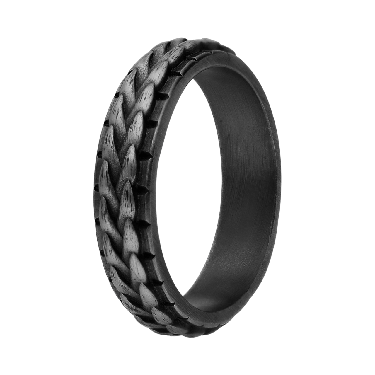 Stainless steel ring schakel met antique finish