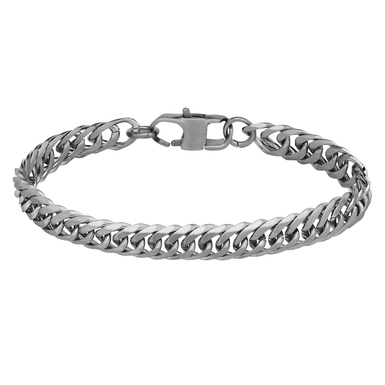 Stainless steel armband met gourmetschakel mat