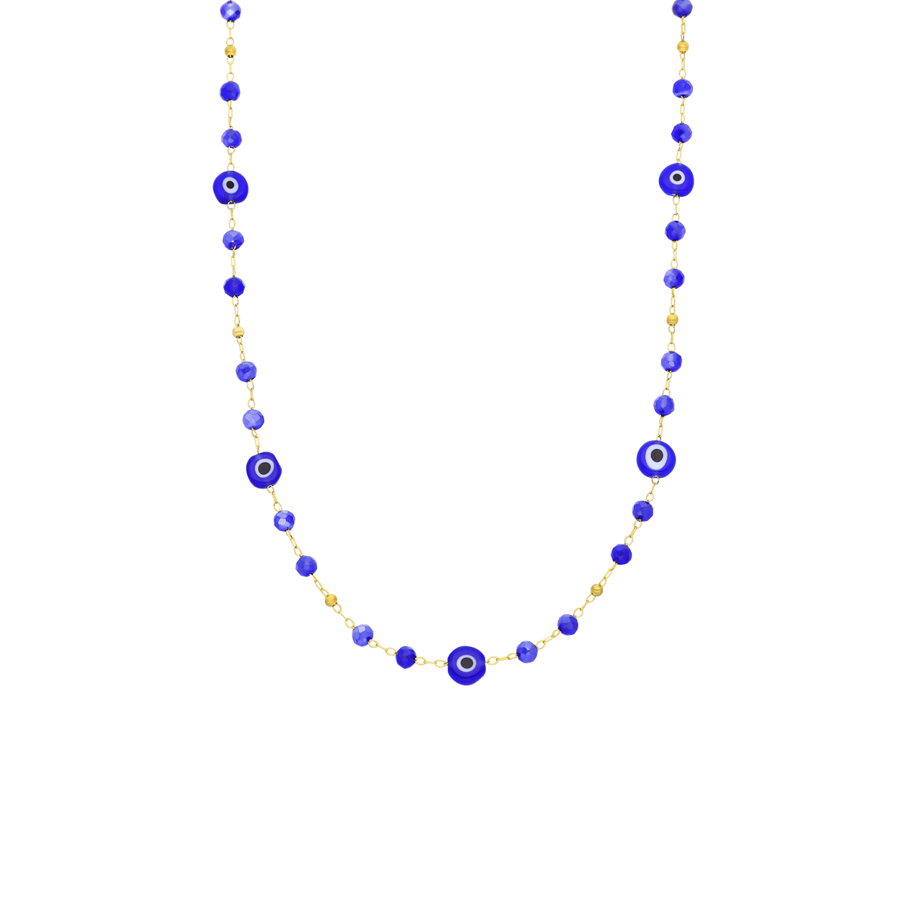 Stainless steel goldplated ketting met boze oog
