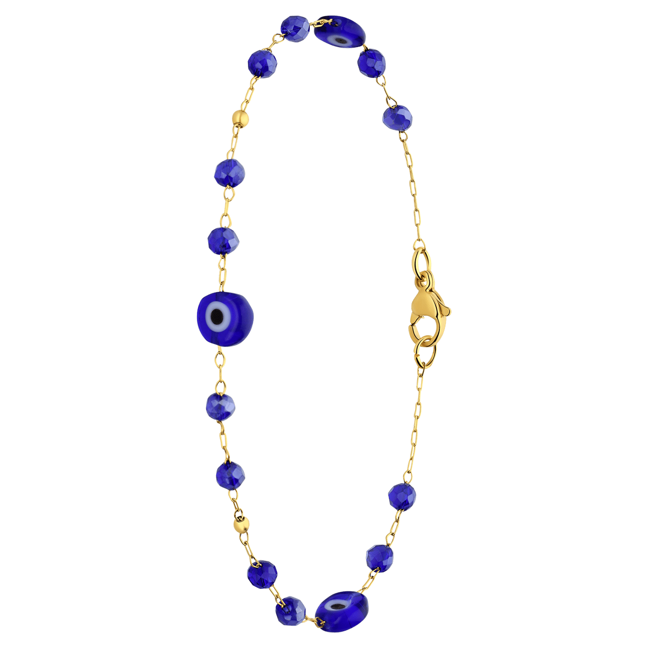 Stainless steel goldplated armband met boze oog