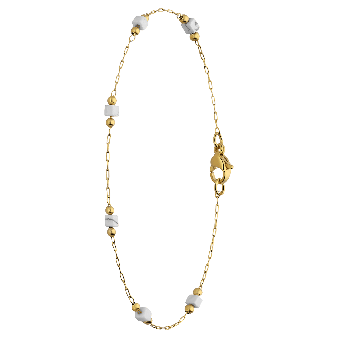 Stalen goldplated fantasiearmband met marmer voor dames