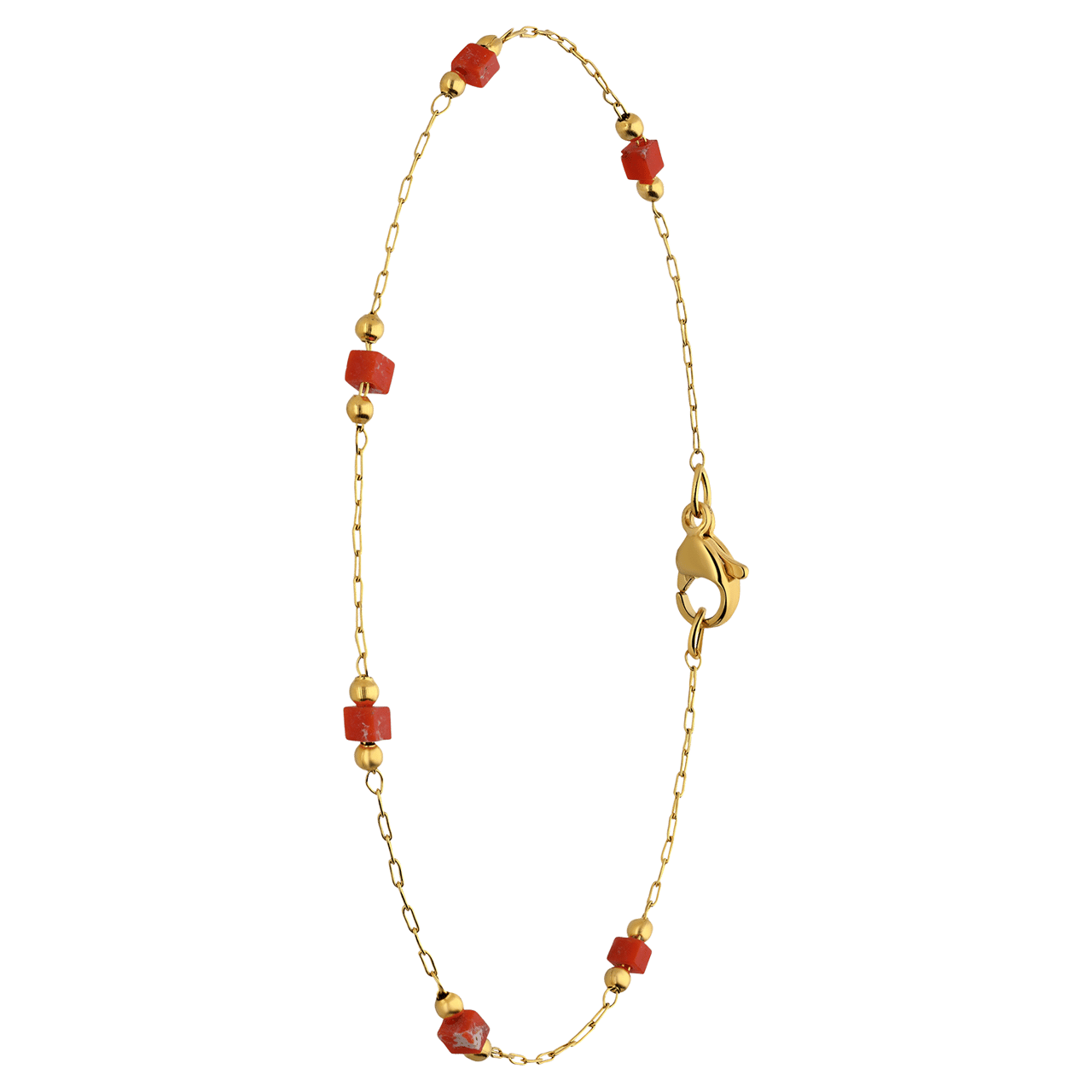 Stainless steel goldplated fantasiearmband met oranje stenen voor dames