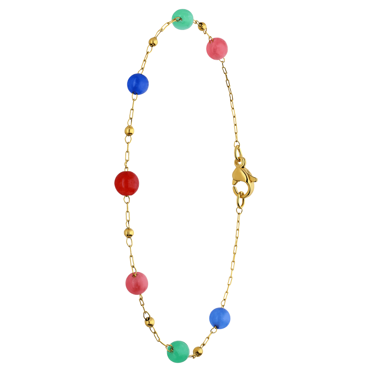 Stainless steel goldplated armband met kralen multi