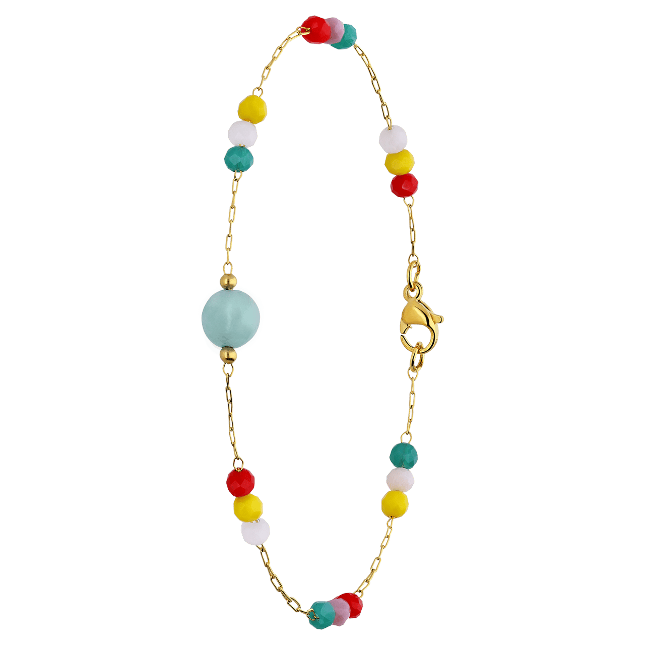 Stainless steel goldplated armband met kralen multi