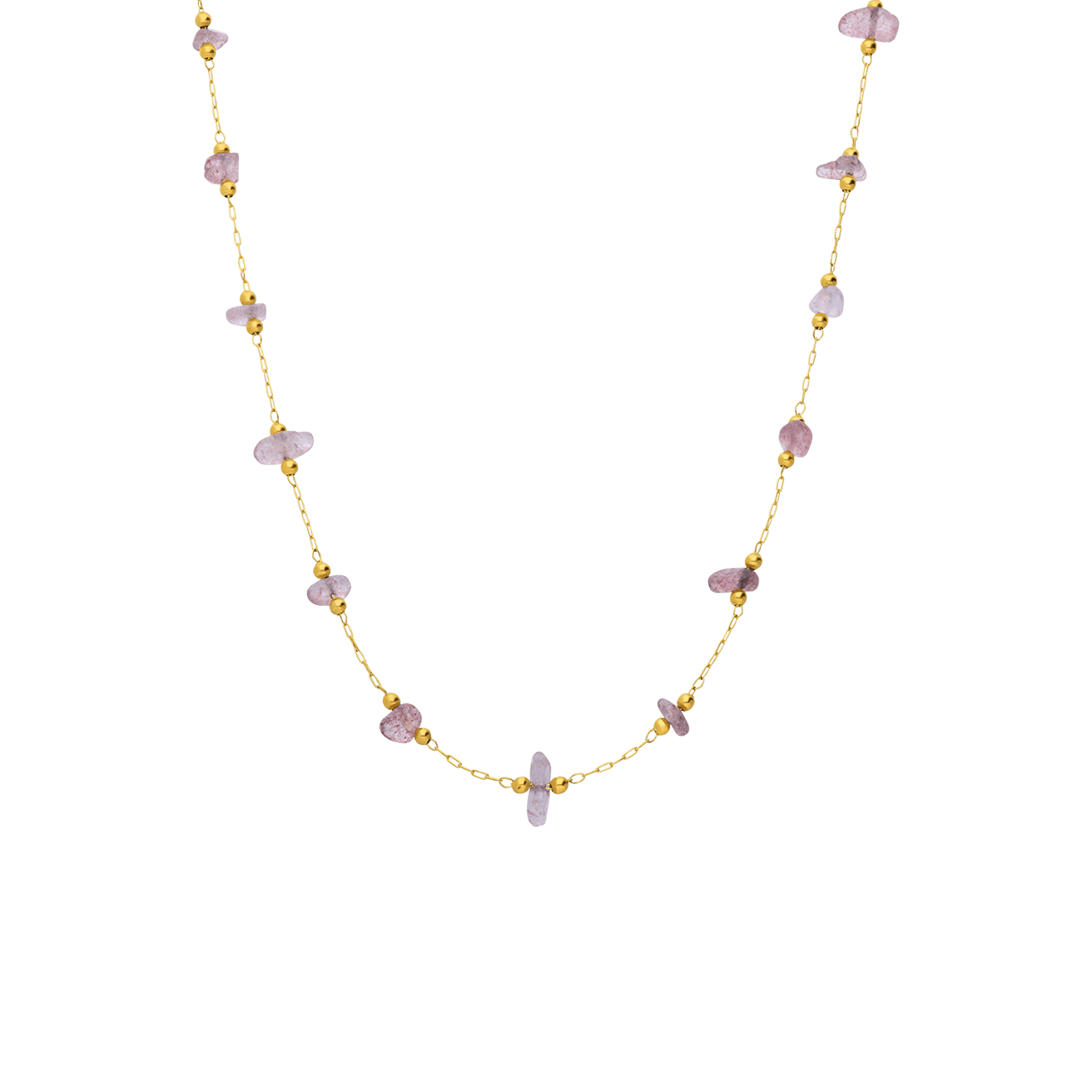 Stainless steel goldplated ketting met natuurstenen