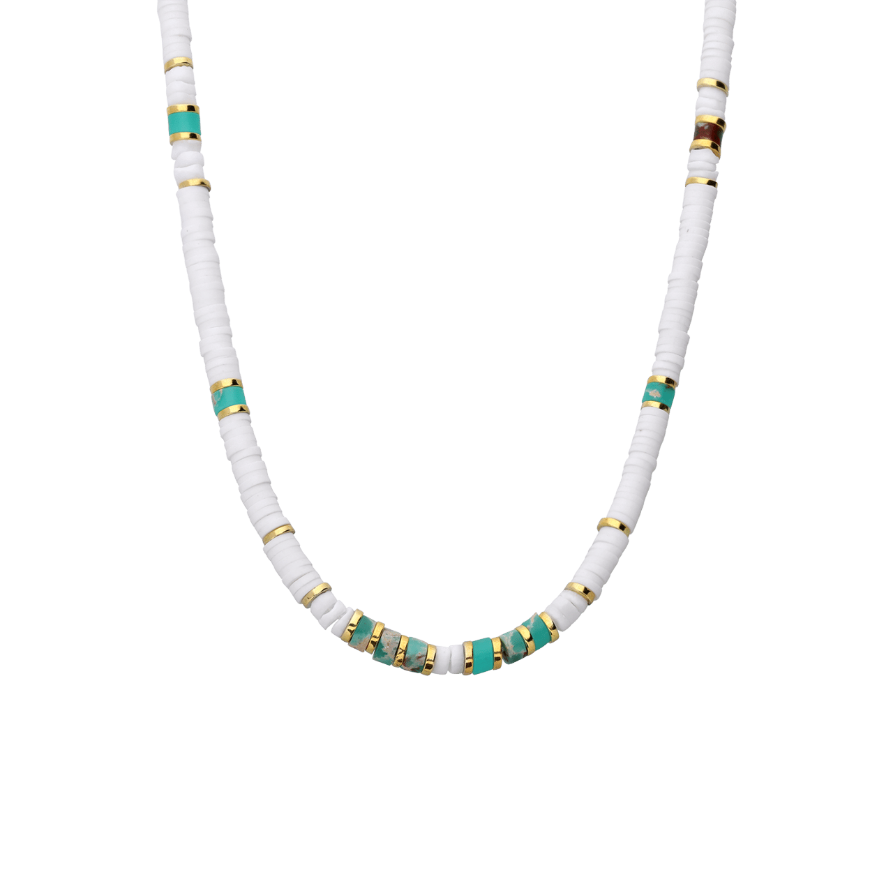 Stainless steel goudkleurige ketting wit en groen