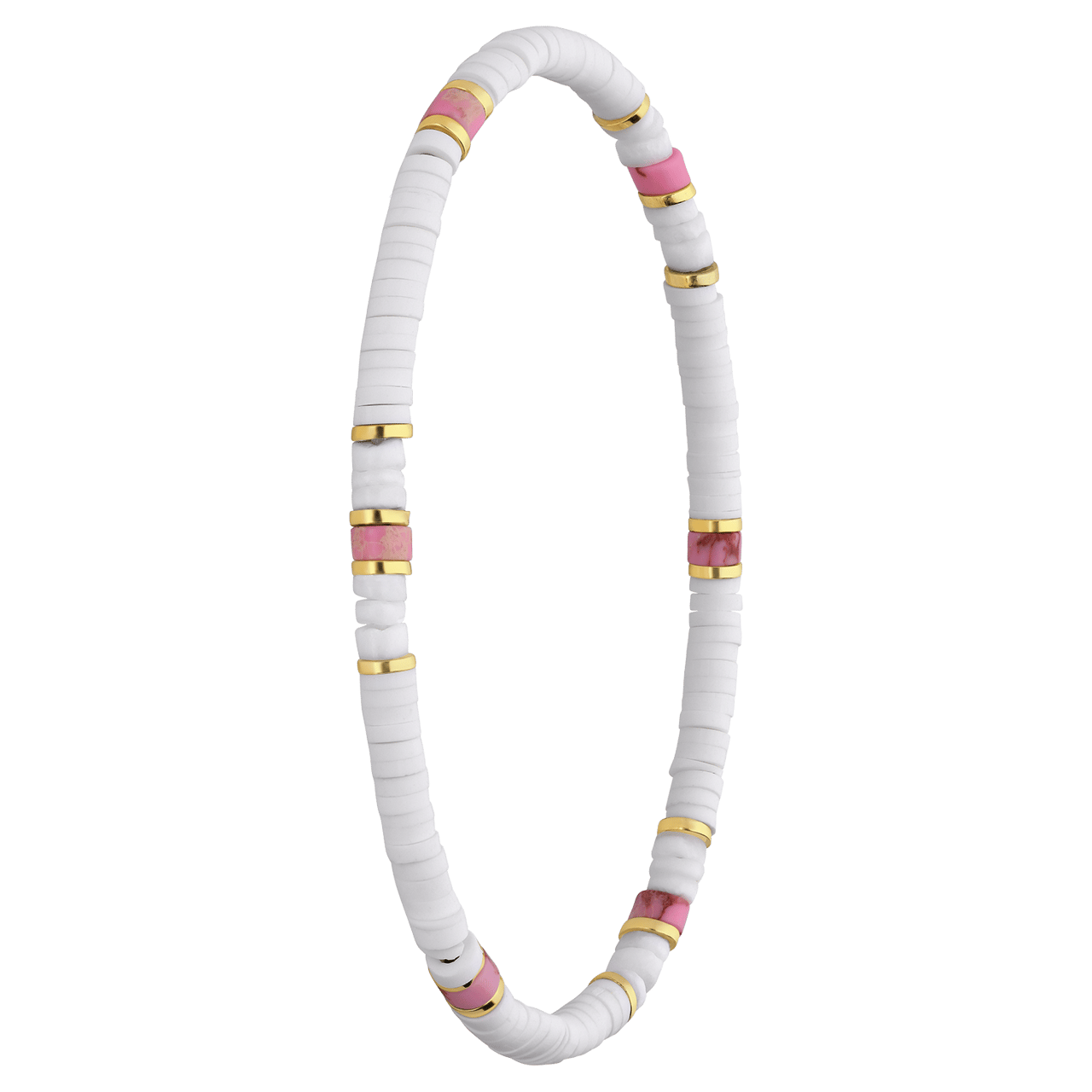 Stainless steel goudkleurige armband wit en roze