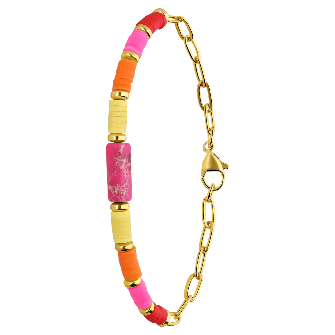 Stainless steel goldplated kralenarmband voor dames