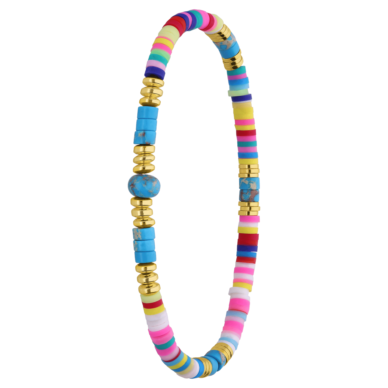 Stainless steel goldplated rekarmband blauwe kralen