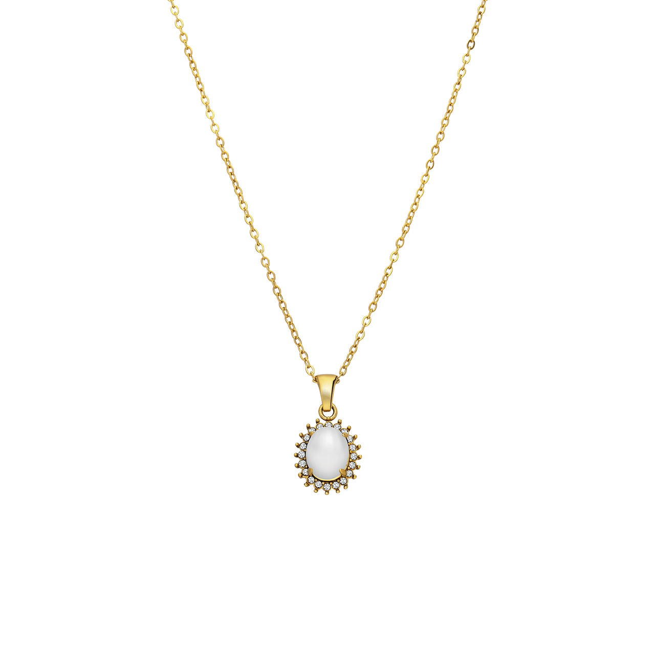 Stalen goldplated ketting vintage bloem opaal voor dames