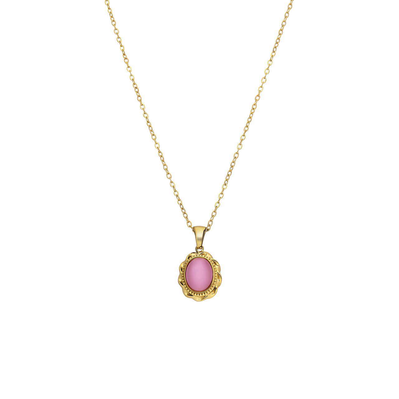 Stalen goldplated ketting vintage bloem roze voor dames