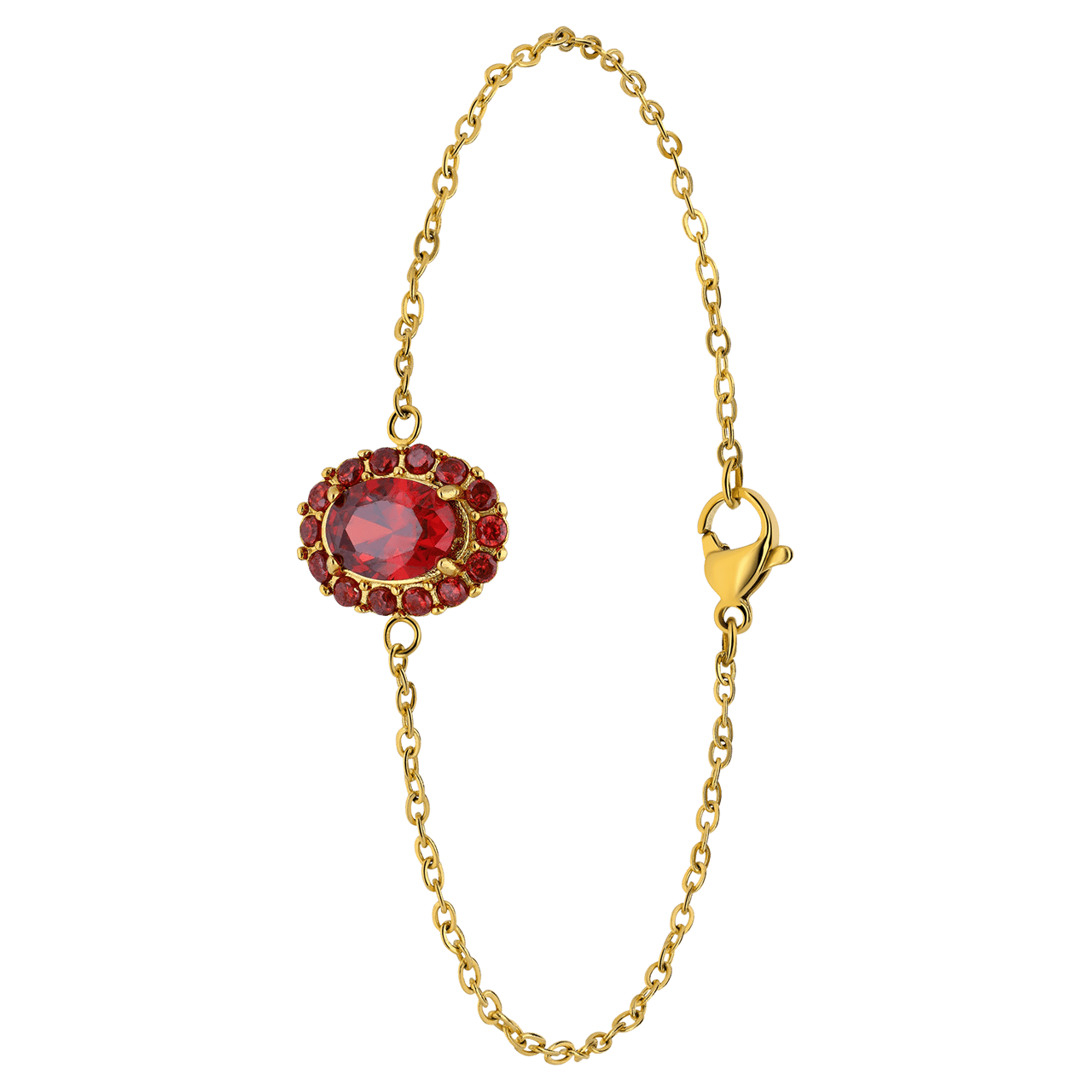 Stalen goldplated armband vintage bloem ent rood