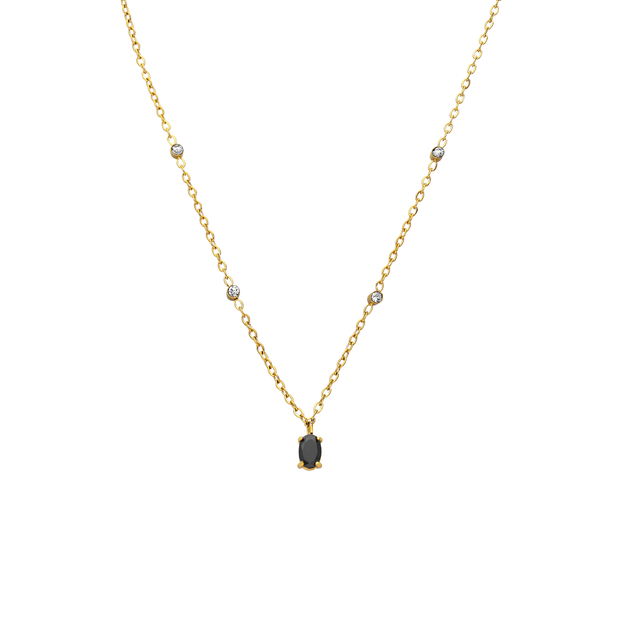 Stainless steel goldplated ketting vintage zwart voor dames