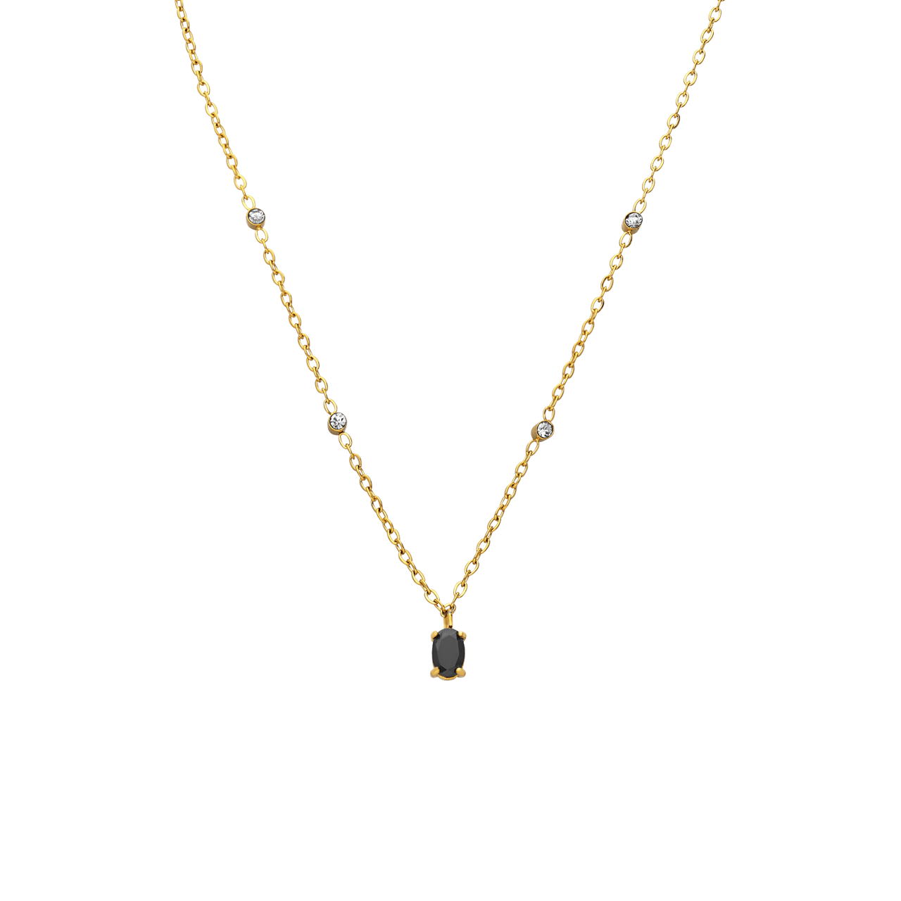 Stalen goldplated ketting vintage zwart voor dames