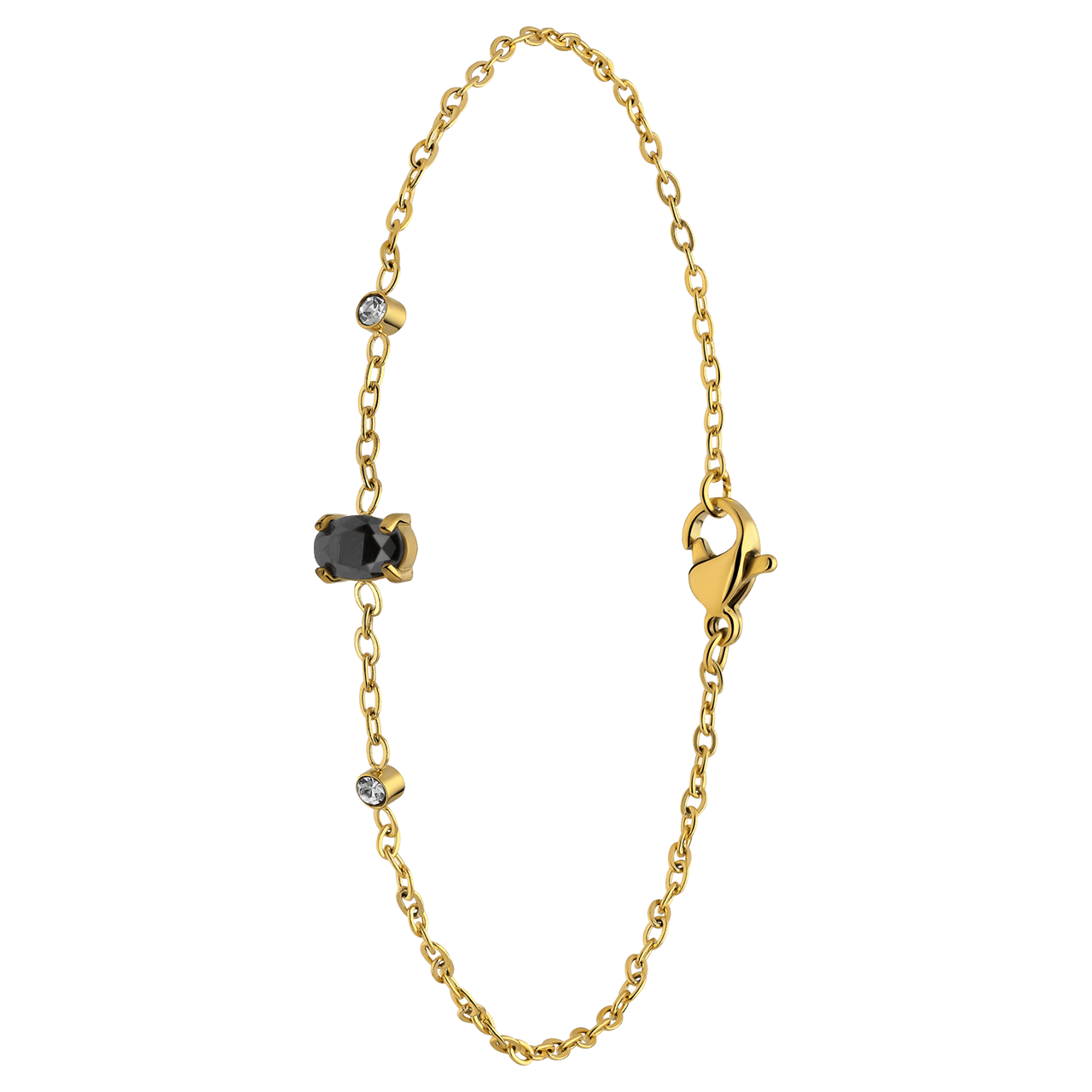 Stainless steel goldplated armband vintage zwart